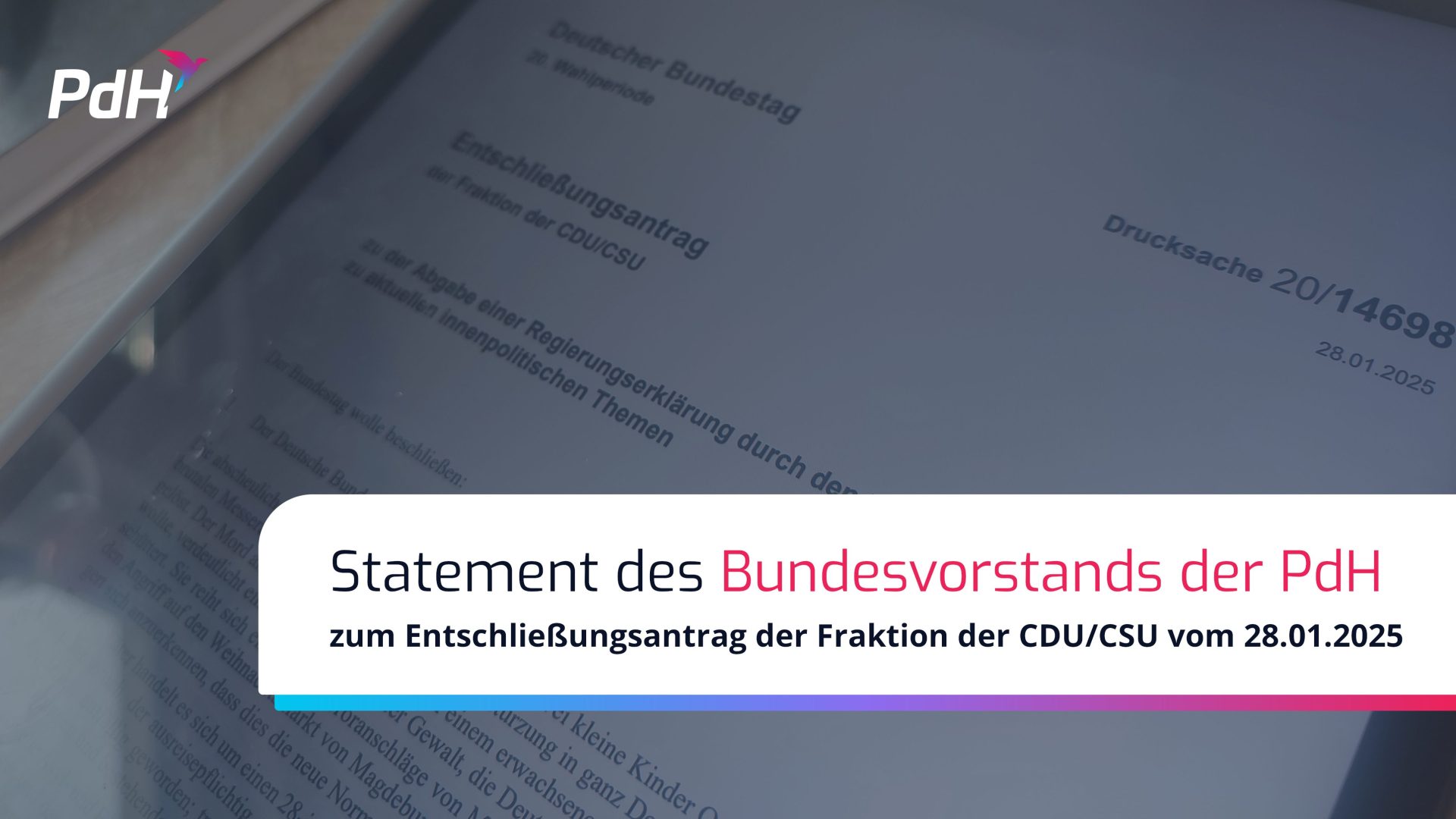 Statement des Bundesvorstands der PdH zum Entschließungsantrag der CDU/CSU